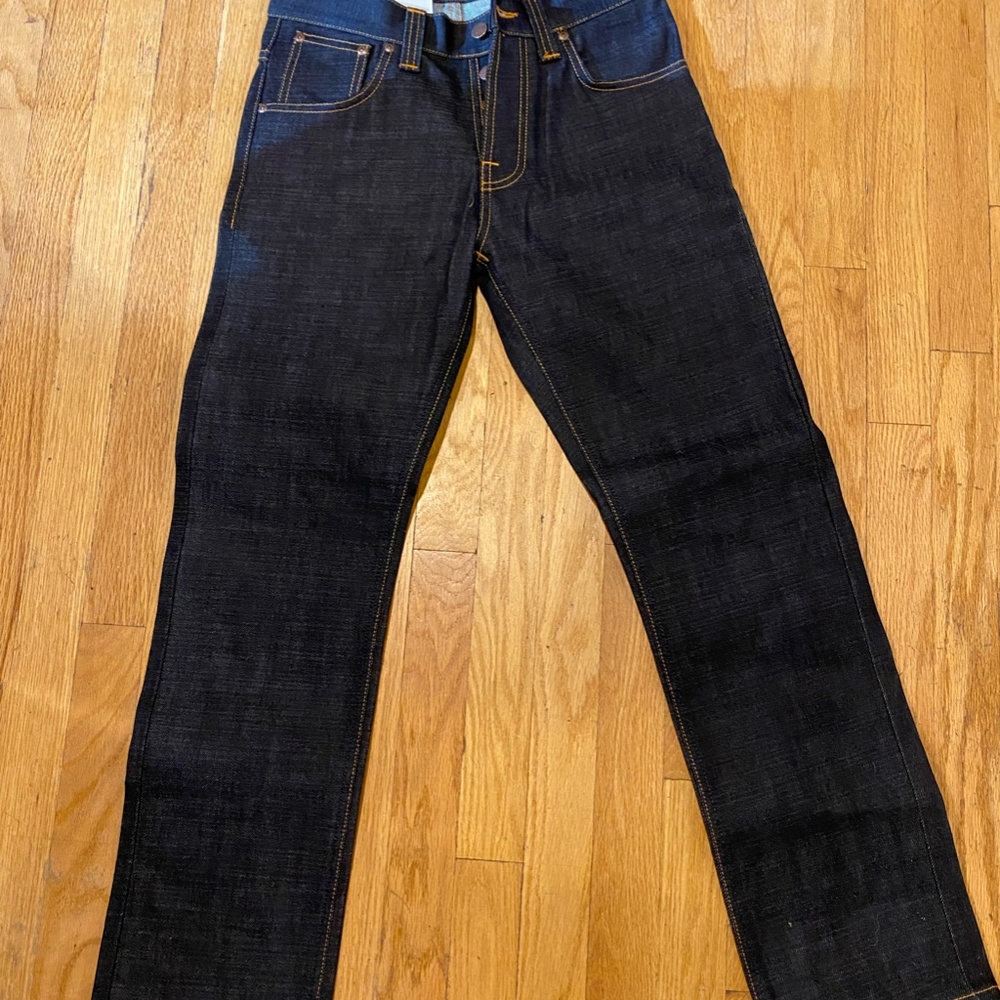 Women's Nudie Jeans Straight Alf Dry Heavy W29 L30 100% Organic Denim